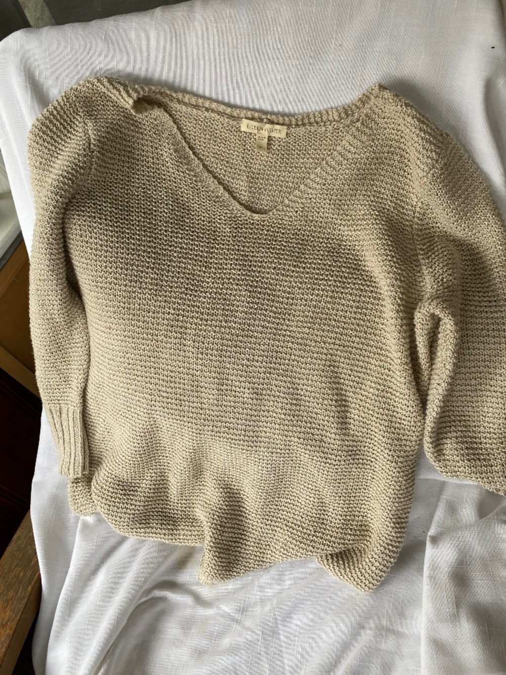 Eileen Fisher linen/cotton sweater, beige, size M